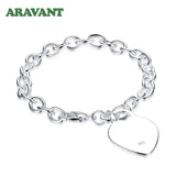 Silver 925 Heart Pendant Charm Bracelets for Women Wedding High Jewelry
