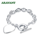 Silver 925 Heart Pendant Charm Bracelets for Women Wedding High Jewelry