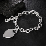 Silver 925 Heart Pendant Charm Bracelets for Women Wedding High Jewelry