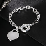 Silver 925 Heart Pendant Charm Bracelets for Women Wedding High Jewelry