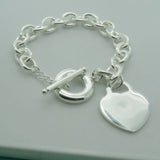 925 Silver Heart Pendant Charm Bracelets Wedding Jewelry