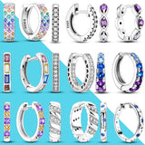 925 Silver Hoop Earrings Pave CZ Fine Jewelry