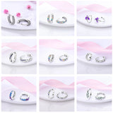 925 Silver Hoop Earrings Pave CZ Fine Jewelry
