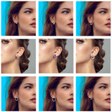 925 Silver Hoop Earrings Pave CZ Fine Jewelry