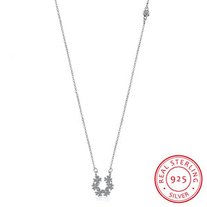 925 Silver Horseshoe CZ Necklace Pendant Star Chain for Women