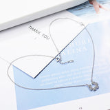 925 Silver Horseshoe CZ Necklace Pendant Star Chain for Women