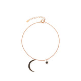925 Silver Ankle Bracelet Moon Star Charm Anklet Foot Jewelry Pearl Anklet