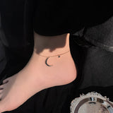 925 Silver Ankle Bracelet Moon Star Charm Anklet Foot Jewelry Pearl Anklet