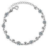 Aquamarine Heart Charm Bracelet, 925 Sterling Silver, Party Anniversary Jewelry