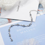 Aquamarine Heart Charm Bracelet, 925 Sterling Silver, Party Anniversary Jewelry