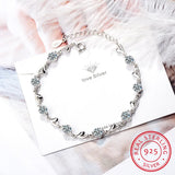 Aquamarine Heart Charm Bracelet, 925 Sterling Silver, Party Anniversary Jewelry