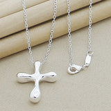 Silver 925 Cross Pendant Necklace Men Women Jewelry