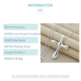 Silver 925 Cross Pendant Necklace Men Women Jewelry