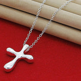 Silver 925 Cross Pendant Necklace Men Women Jewelry