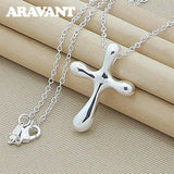 Silver 925 Cross Pendant Necklace Men Women Jewelry