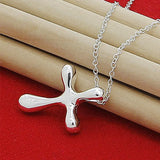 Silver 925 Cross Pendant Necklace Men Women Jewelry