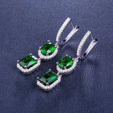 Silver 925 Zircon Gemstone Drop Earrings for Women Wedding