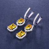Silver 925 Zircon Gemstone Drop Earrings for Women Wedding