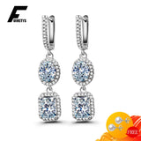 Silver 925 Zircon Gemstone Drop Earrings for Women Wedding