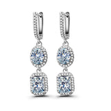 Silver 925 Zircon Gemstone Drop Earrings for Women Wedding