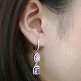 Silver 925 Zircon Gemstone Drop Earrings for Women Wedding