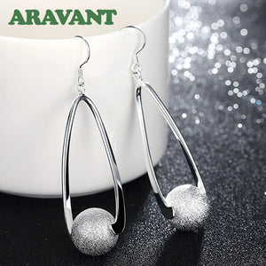 Silver 925 Long Ball Earrings Wedding Jewelry