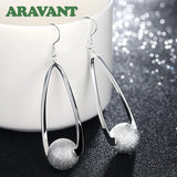Silver 925 Long Ball Earrings Wedding Jewelry