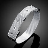 Silver 925 Mesh Belt Bracelet&Bangle Women Men Top Jewelry