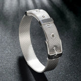 Silver 925 Mesh Belt Bracelet&Bangle Women Men Top Jewelry