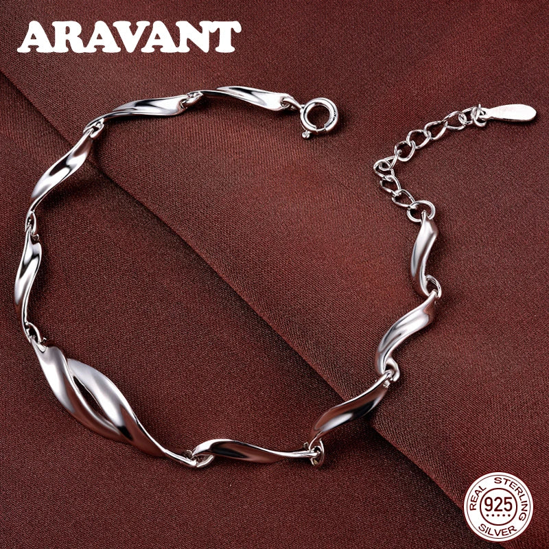 Sterling Silver Twist Chain Bracelet for Women - High-Quality 925 Silver