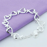 Silver 925 Heart Chain Bracelet For Women Wedding Charm Jewelry Gift