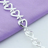 Silver 925 Heart Chain Bracelet For Women Wedding Charm Jewelry Gift