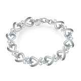Silver 925 Heart Chain Bracelet For Women Wedding Charm Jewelry Gift