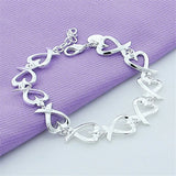 Silver 925 Heart Chain Bracelet For Women Wedding Charm Jewelry Gift