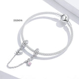 Silver 925 Kitty Cat Safety Chain Charm for 3mm Bracelet & Bangle