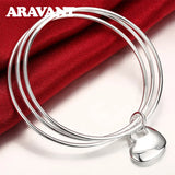 Women's 925 Sterling Silver Circle Triple Ring Bangle
