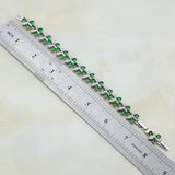 Green Zircon Flowers Bracelet 925 Silver Chain Link Bangle Christmas Gift