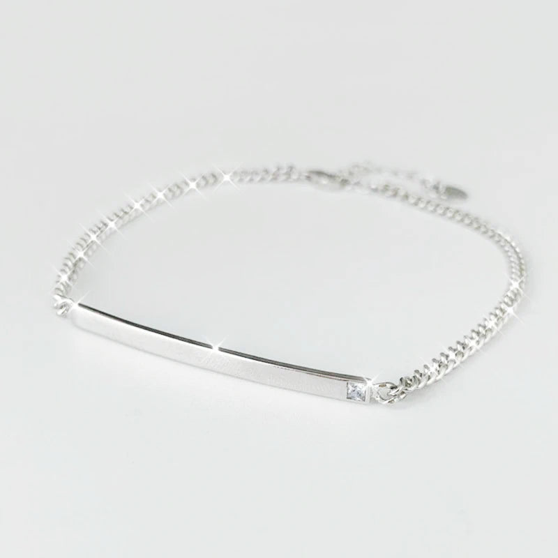 Silver 925 Women Cuba Chains Anklet Punk Bracelet Charms Bar Foot Chain
