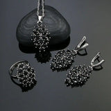 Silver 925 Jewelry Set for Women with CZ Earrings Ring Necklace Pendant