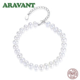 Silver 925 Freshwater Pearl Bracelet Chains Wedding Jewelry