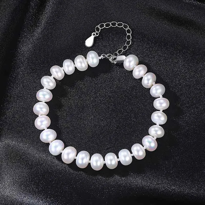Silver 925 Freshwater Pearl Bracelet Chains Wedding Jewelry