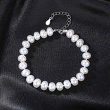 Silver 925 Freshwater Pearl Bracelet Chains Wedding Jewelry