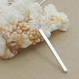 Square Long Chain Necklace Women Men Silver 925 Jewelry
