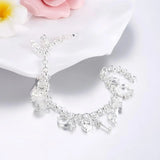 925 Silver Star Moon CZ Charm Bracelet Cross Chain Women Gift