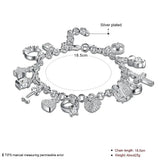 925 Silver Star Moon CZ Charm Bracelet Cross Chain Women Gift