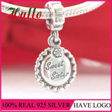 925 Silver Sweet Sister Dangle Charm for Bracelets