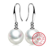 Vintage 8mm & 10mm Real Pearl Drop Earrings, Silver 925 Jewelry