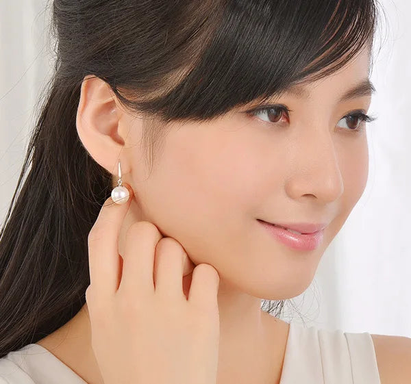 Vintage 925 Silver Pearl Drop Earrings for Women