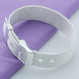 Silver 925 Weave Watch Belt Wristband Bracelet Women Men Jewelry