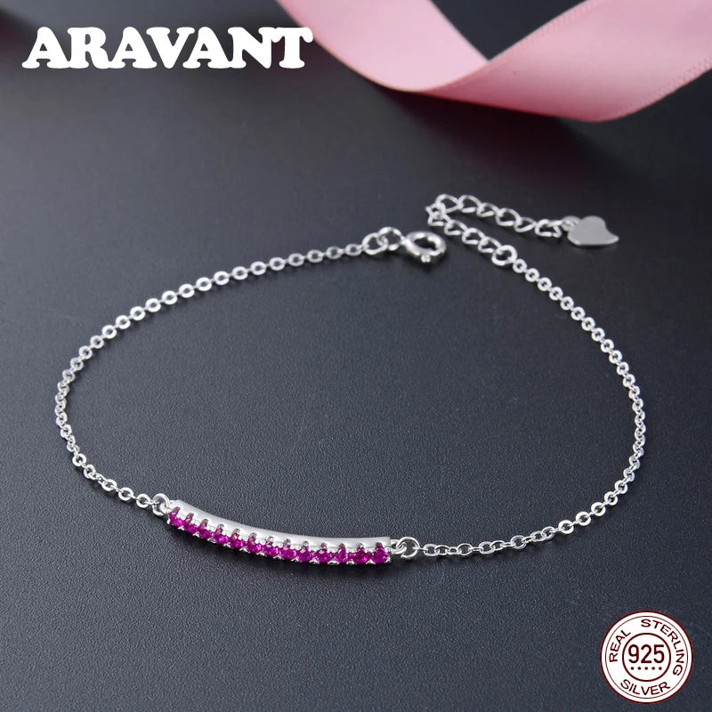 925 Silver Amethyst Bracelet Women Sterling Silver Wedding Jewelry